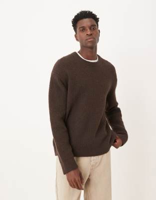 Arket Wide Rib Knit Sweater In Brown