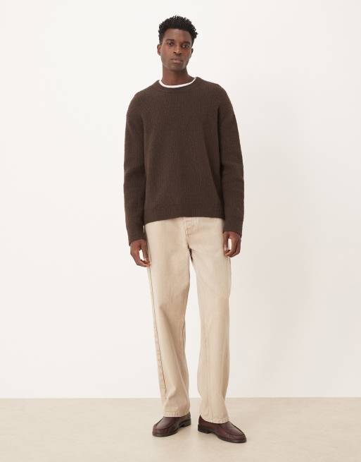 ARKET wide rib knit sweater in brown