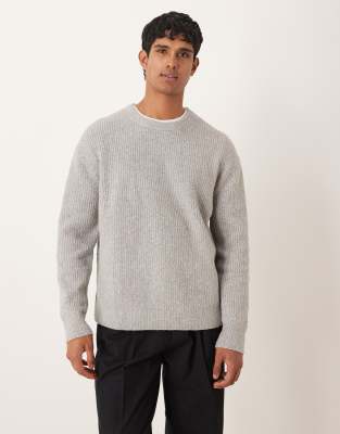 Arket Wide Rib Knit Sweater In Gray