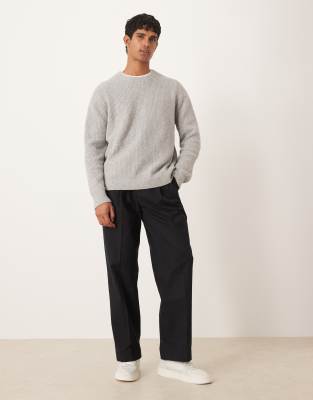 Arket Wide Rib Knit Sweater In Gray