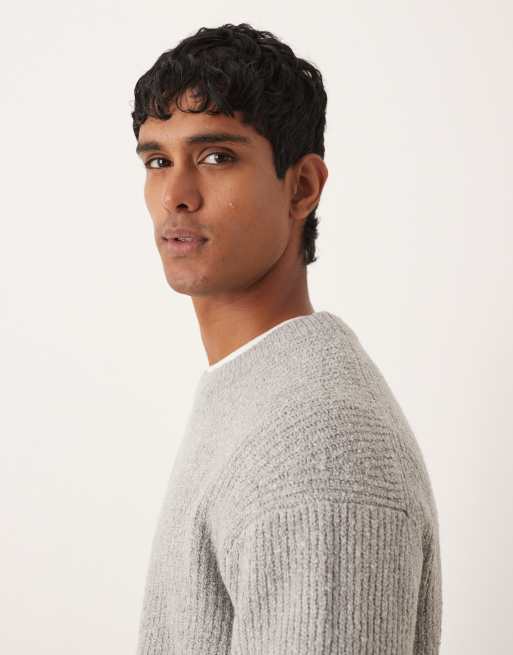 ARKET wide rib knit sweater in heather gray