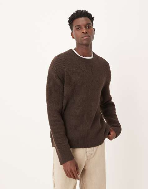 ARKET wide rib knitted jumper in brown - view 1