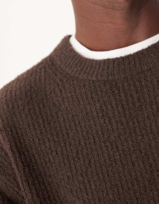 ARKET wide rib knitted jumper in brown, 5 of 5