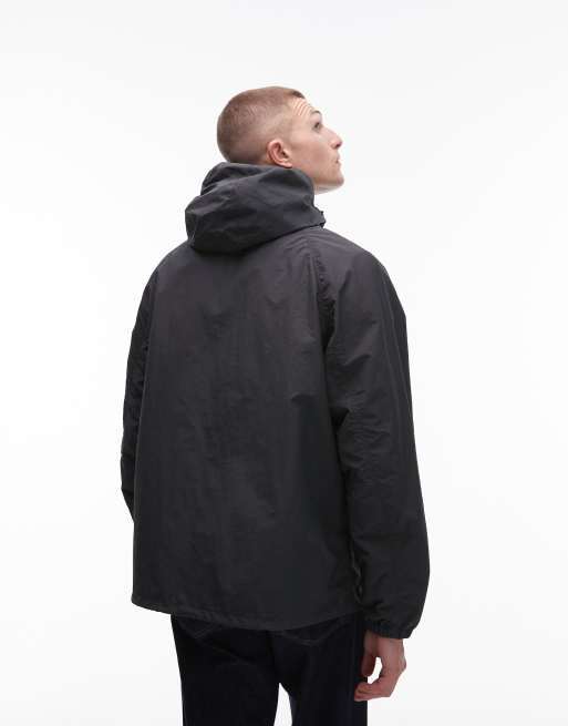 ARKET windbreaker jacket with zip front and hood in grey ASOS
