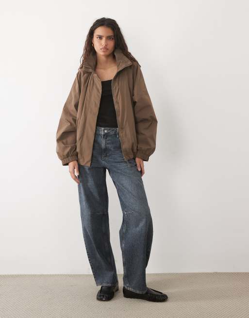 ARKET windjack met opstaande kraag en vulling in taupe, 2 van 4