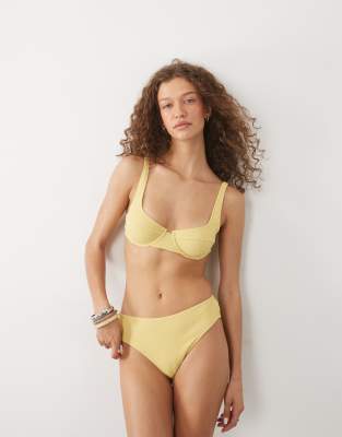 Arket Wired Crinkle Bikini Top In Yellow