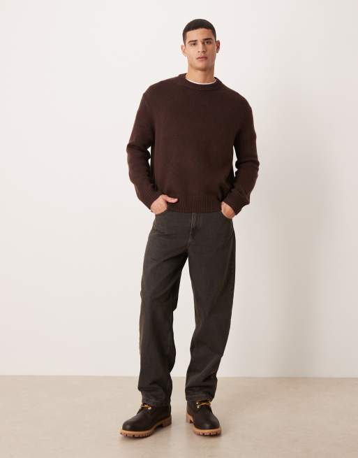 ARKET - Wollen oversized trui in donkerbruin, 2 van 5