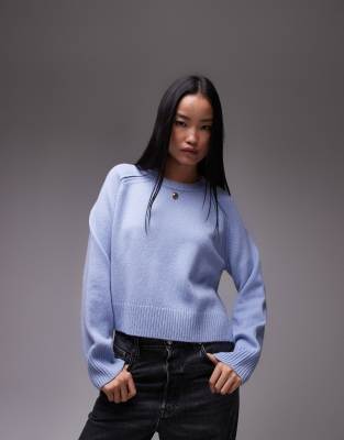 ARKET - Wollpullover in Blau mit Rundhalsausschnitt