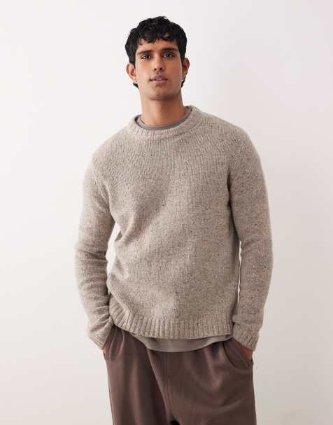 ARKET wool/alpaca blend crew neck relaxed fit sweater in beige - view 1