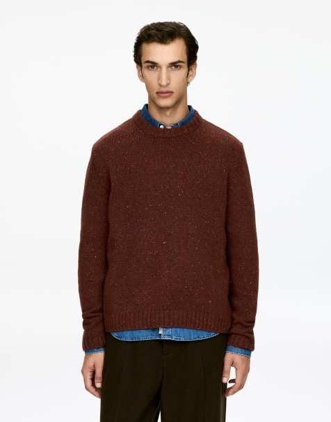 ARKET wool alpaca crew neck relaxed fit jumper in dark mole brown - view 1