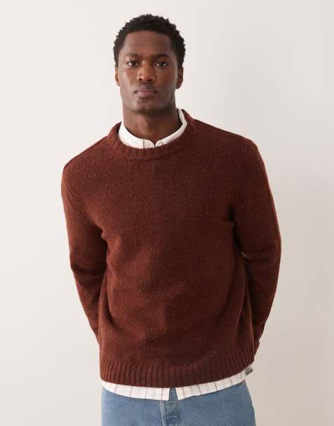 ARKET wool alpaca crew neck relaxed fit jumper in dark mole brown