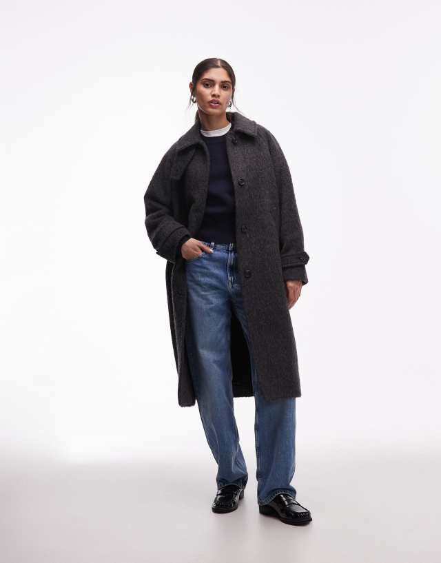 ARKET wool and alpaca blend oversized midi coat in black | ASOS