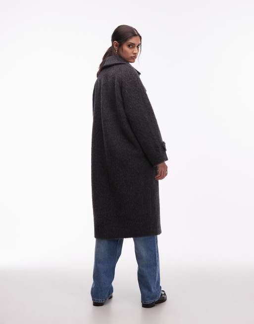 ARKET wool and alpaca blend oversized midi coat in black, 3 of 4