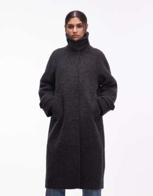 Arket Wool And Alpaca Oversized Midi Coat In Black