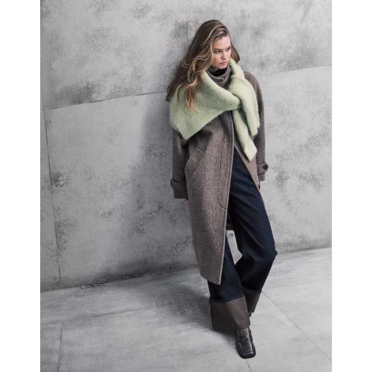 ARKET wool and alpaca oversized midi coat in dark mole brown | ASOS