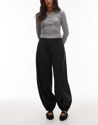 Arket ARKET wool blend barrel leg trousers in black