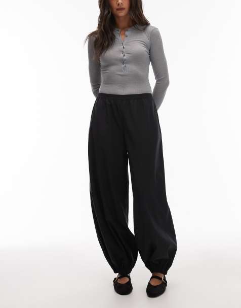ARKET wool blend barrel leg trousers in black - view 1