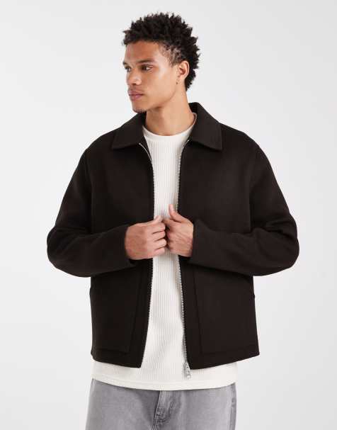 ARKET wool blend double layer workwear jacket in brown - view 1