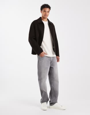 Arket Wool Blend Double Layer Workwear Jacket In Black