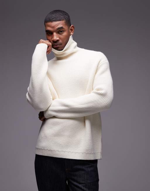 ARKET wool blend knitted rib oversized rollneck sweater in off white ASOS