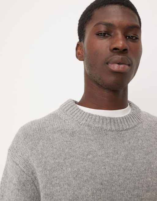 ARKET wool blend oversized jumper in grey melange, 5 of 5