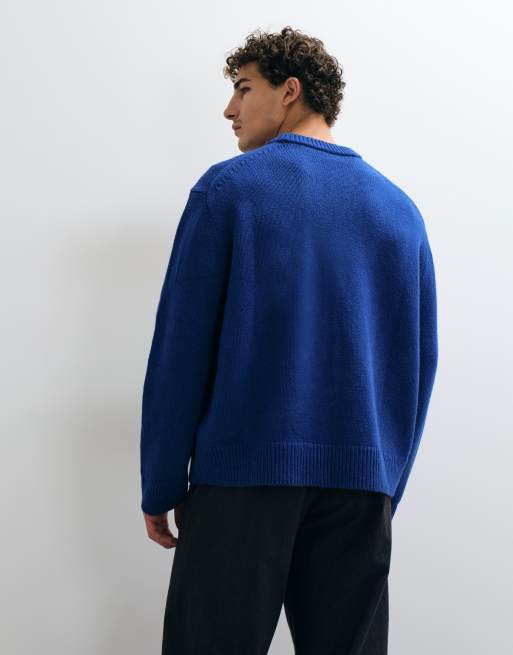 ARKET wool blend oversized sweater in blue, 3 of 5