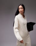 [Arket] ARKET wool blend rib oversized sweater with shawl collar in off white L WHITE