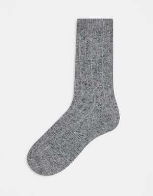 Arket Wool Blend Ribbed Socks In Gray