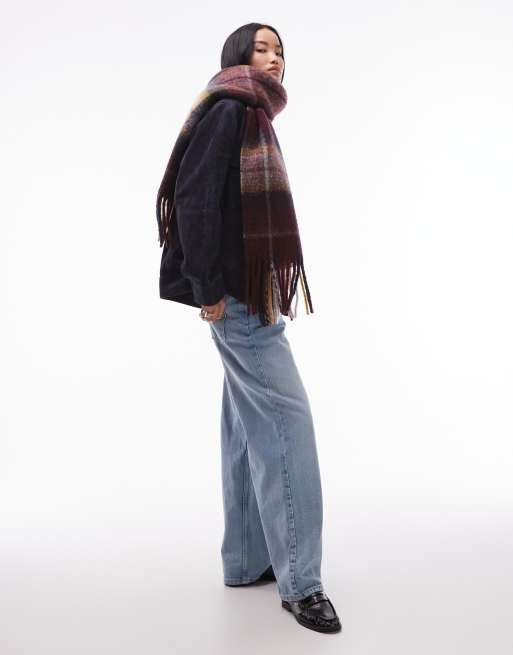 ARKET wool-blend scarf in brown check, 3 of 3
