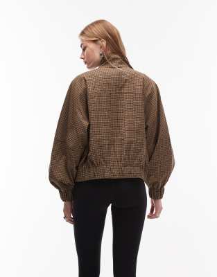 Arket Wool Blend Stretch Bomber Jacket With Funnel Neck In Brown