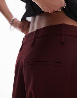 Arket Wool Blend Stretch Straight Leg Pants With Flat Front In Brown