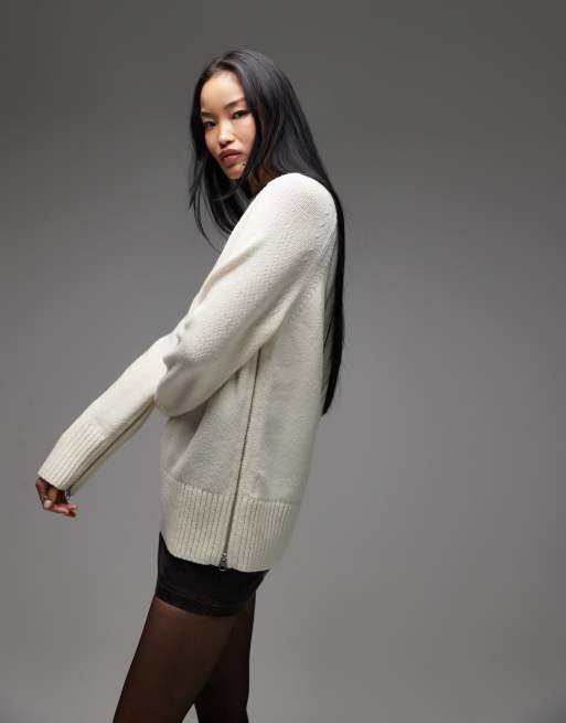 ARKET wool blend sweater with raglan sleeves in off white