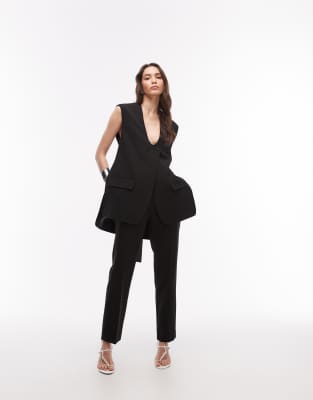 Arket Wool Blend Tie Back Vest In Black
