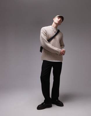 Arket Wool Cable Knit Sweater In Neutral