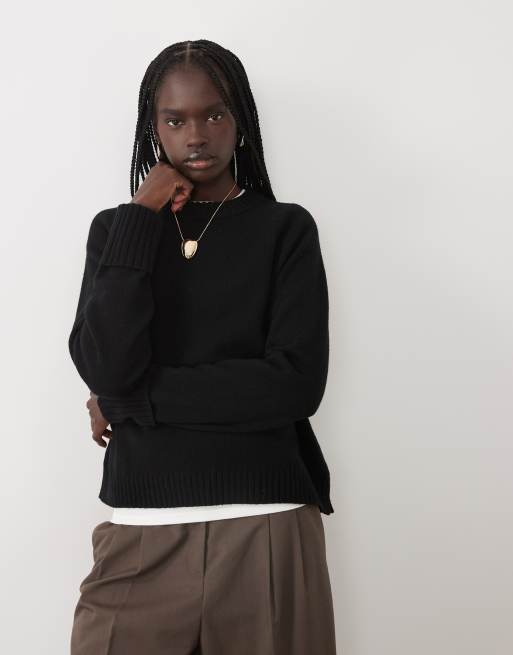ARKET wool crew neck jumper in black, 2 of 4