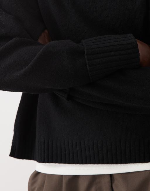 ARKET wool crew neck jumper in black, 3 of 4