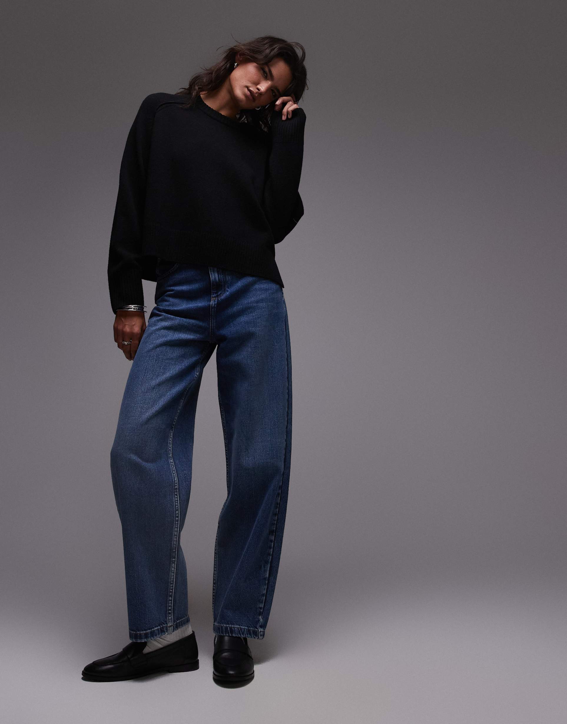 arket wool crew neck sweater in black