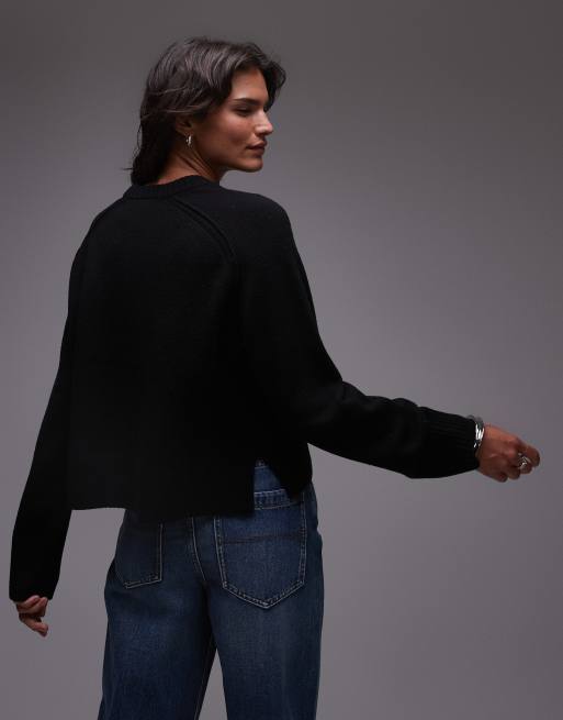 ARKET wool crew neck sweater in black