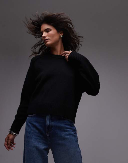 ARKET wool crew neck sweater in black
