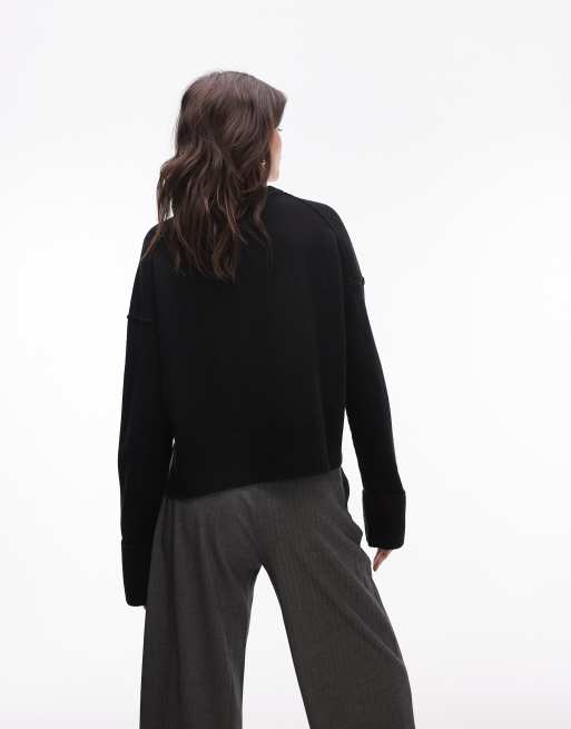 ARKET wool crew neck sweater in black