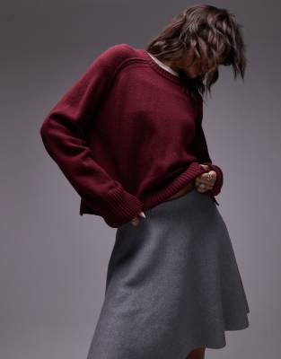 Arket wool crew neck sweater in burgundy