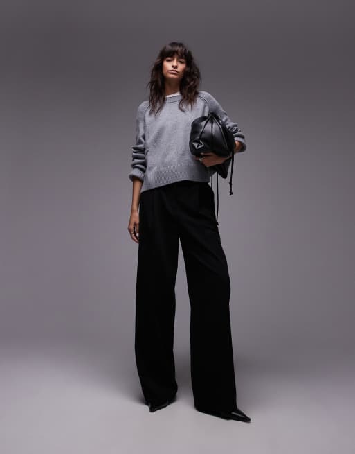 ARKET wool crew neck sweater in gray melange