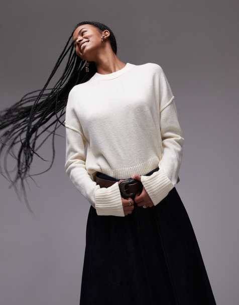 Arket wool crew neck sweater in off white - view 1