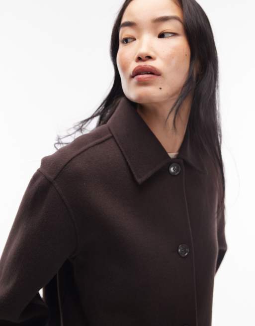 ARKET wool double layer cropped shacket in brown
