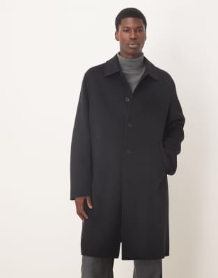 Arket Wool Double Layer Overcoat In Black