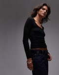 [Arket] ARKET wool fitted top with long sleeves and scoop neck in black L BLACK