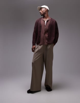 Arket Wool Knit Cardigan With Button Front In Red