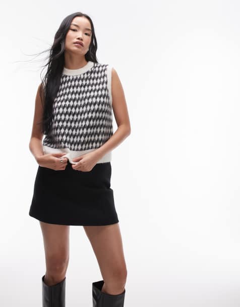 ARKET wool look mini skirt with panel detail in black - view 1