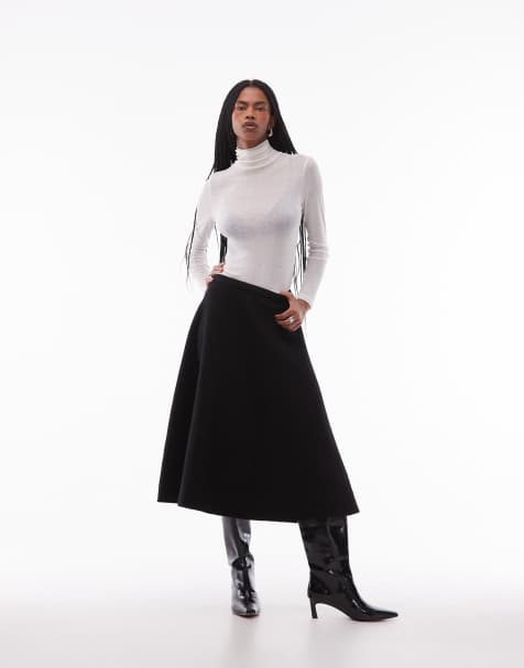 ARKET wool-look pleated maxi skirt in black - view 1