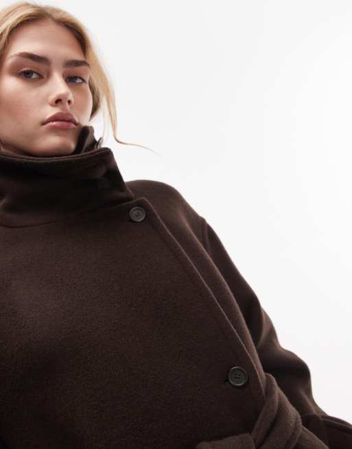 ARKET wool maxi belted trench coat with side splits in brown